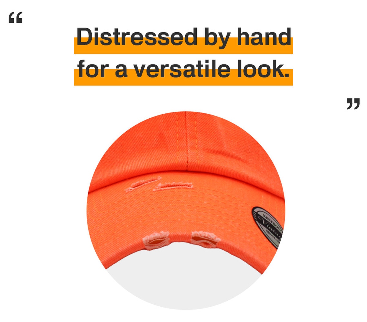 Neon Orange Distressed Vintage Baseball Cap Front View